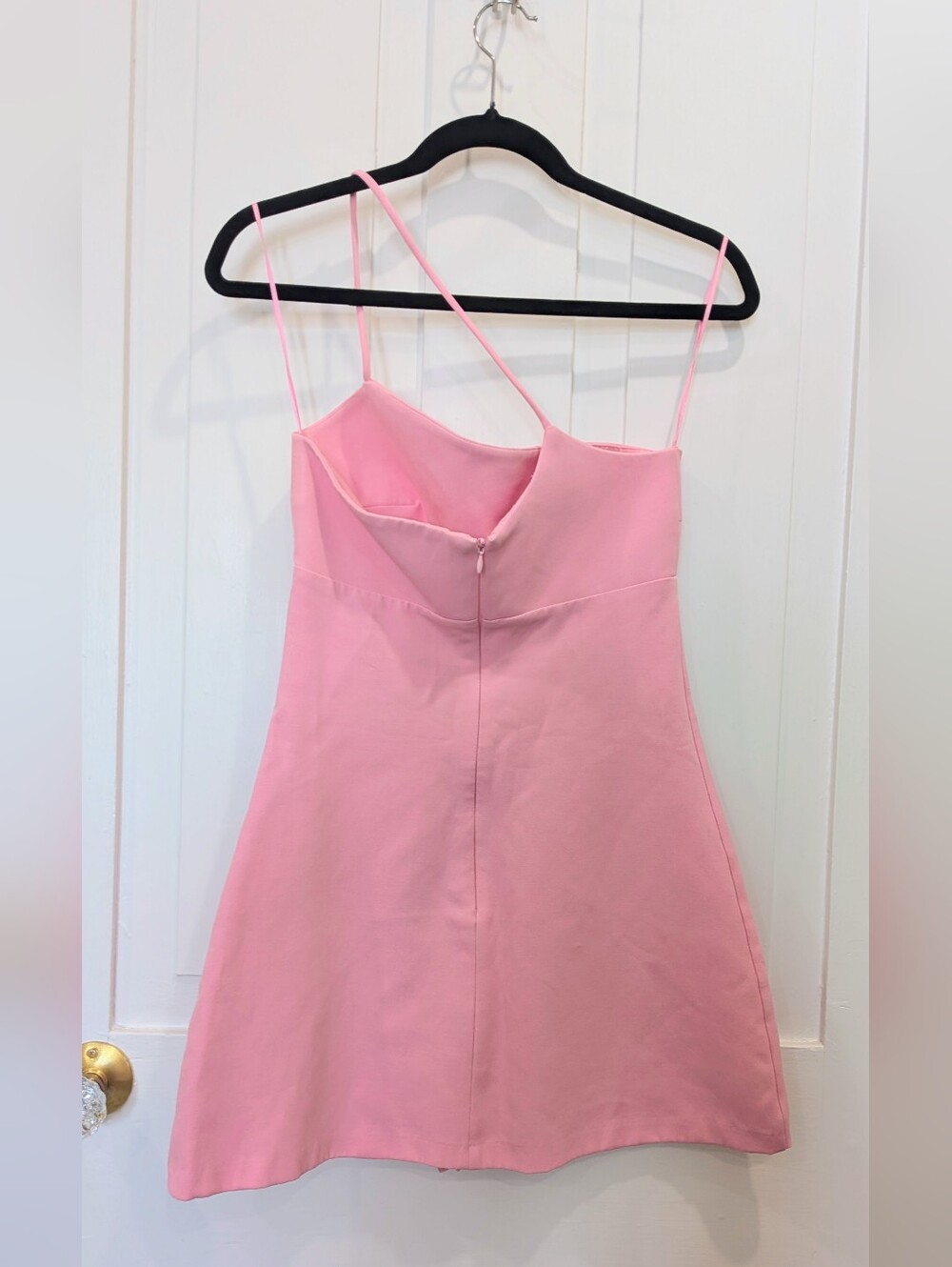 Zara One-Shoulder Pink Mini Romper Dress - Picture 4 of 5